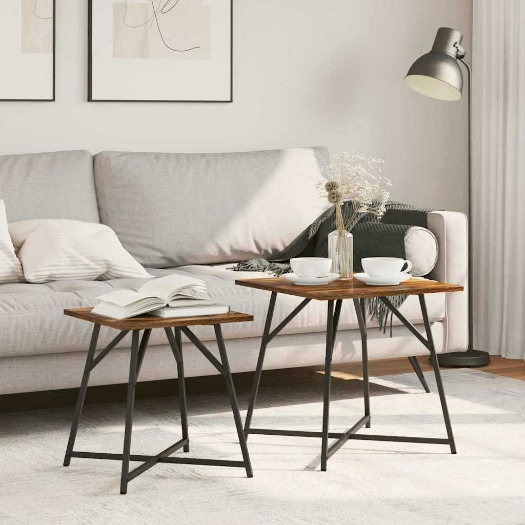 Bijzettafelset 2 pcs Gerookt Eiken en Zwart is nu te koop bij PeponiXL, paradijselijk wonen!