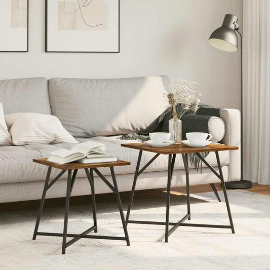 Bijzettafelset 2 pcs Gerookt Eiken en Zwart is nu te koop bij PeponiXL, paradijselijk wonen!
