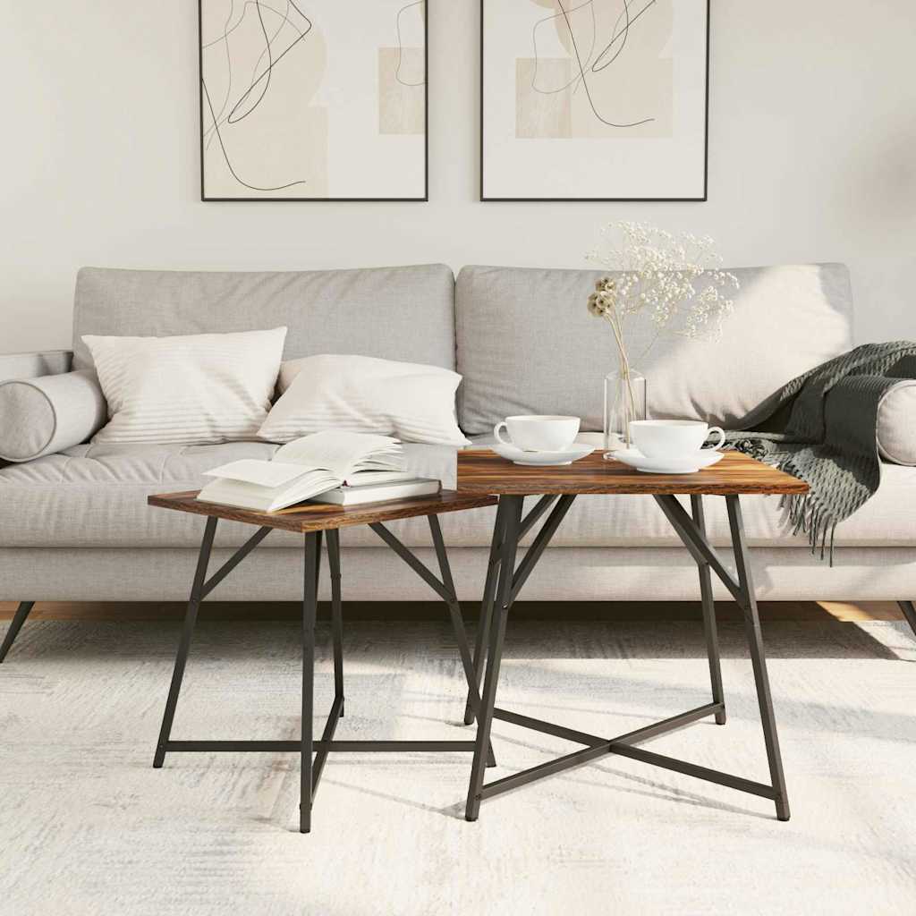 Bijzettafelset 2 pcs Gerookt Eiken en Zwart is nu te koop bij PeponiXL, paradijselijk wonen!