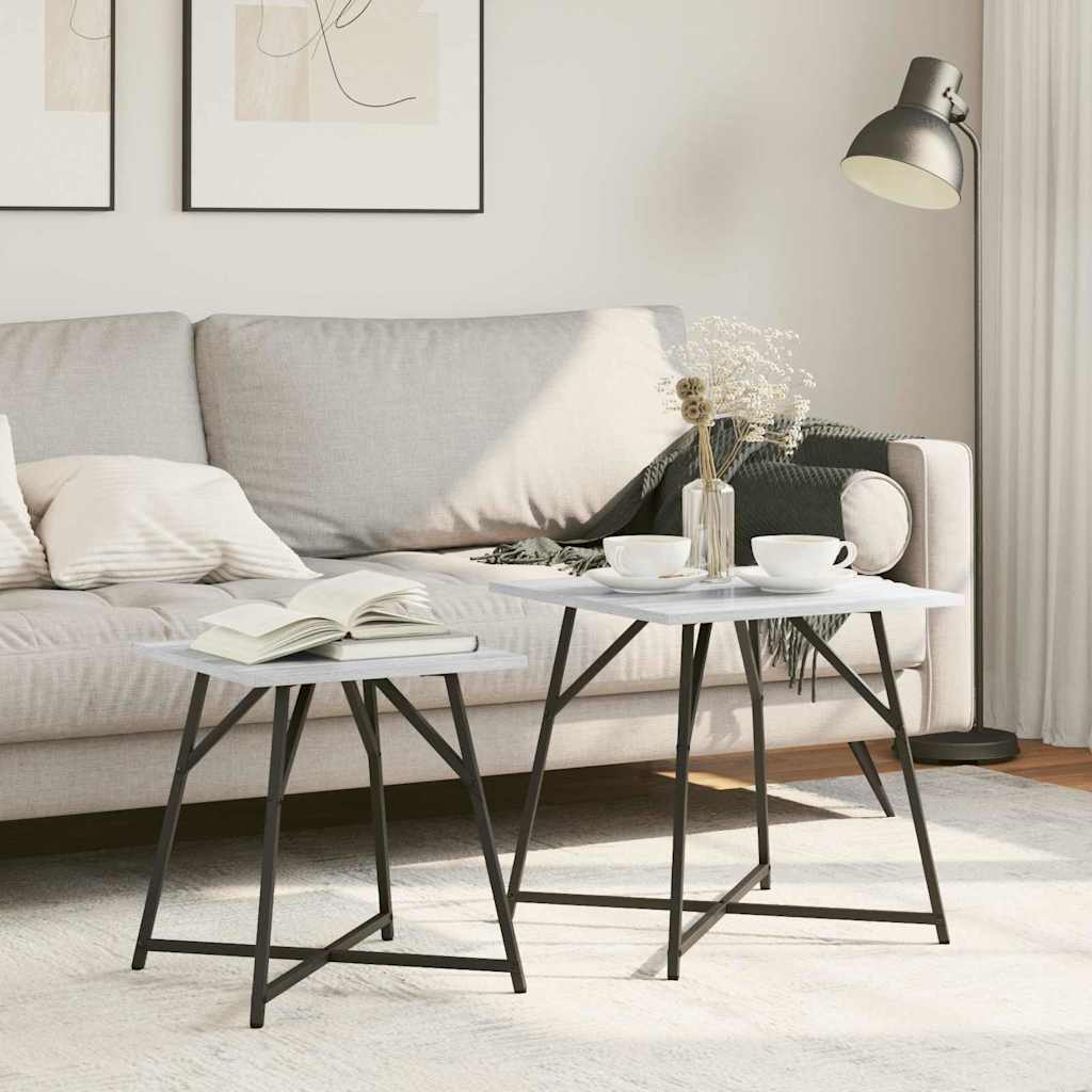 Bijzettafelset 2 pcs Grijs Sonoma en Zwart is nu te koop bij PeponiXL, paradijselijk wonen!