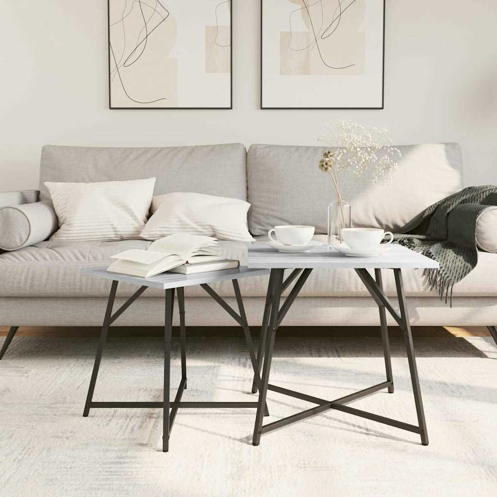 Bijzettafelset 2 pcs Grijs Sonoma en Zwart is nu te koop bij PeponiXL, paradijselijk wonen!