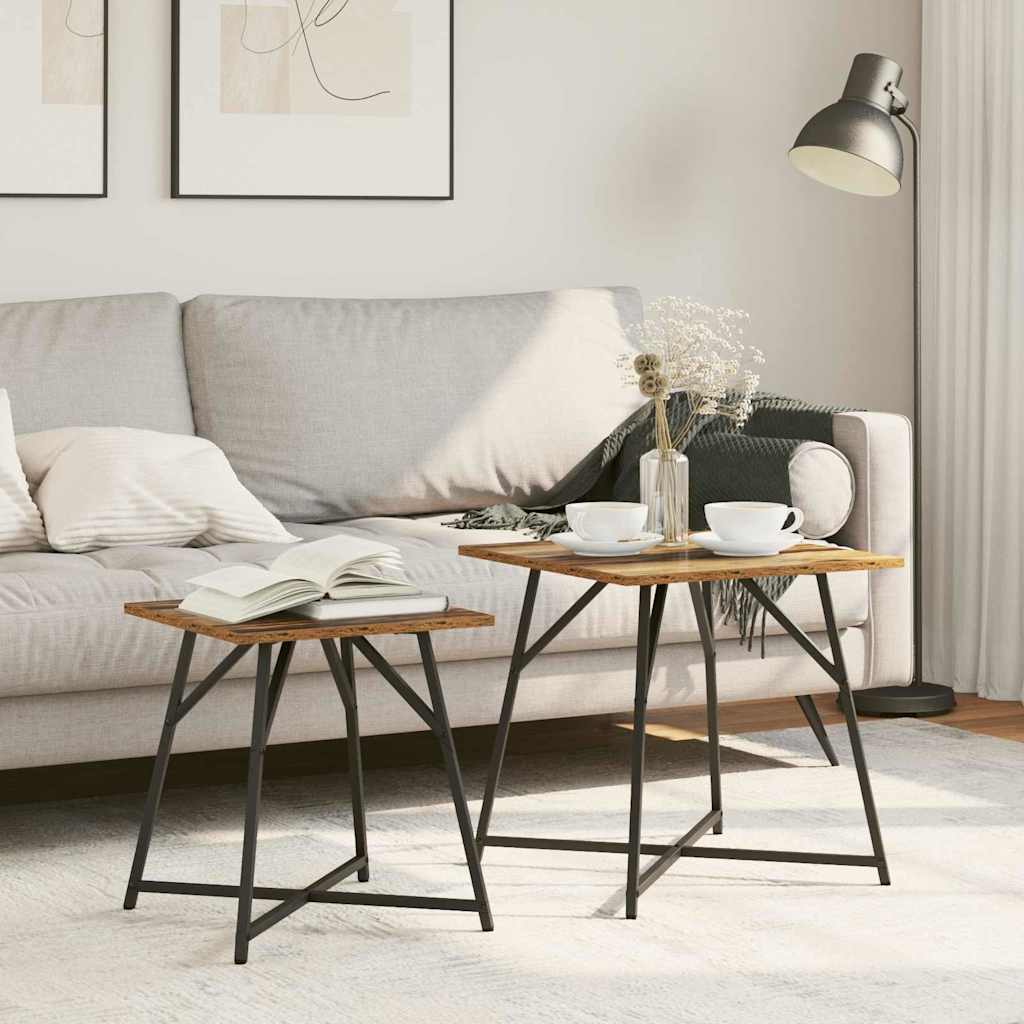 Bijzettafelset 2 pcs Oud Hout en Zwart is nu te koop bij PeponiXL, paradijselijk wonen!