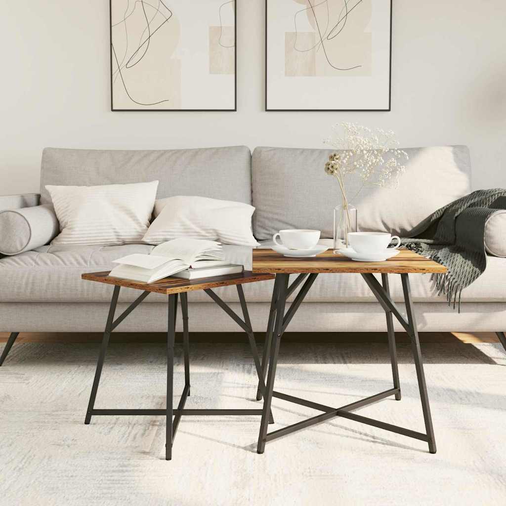 Bijzettafelset 2 pcs Oud Hout en Zwart is nu te koop bij PeponiXL, paradijselijk wonen!