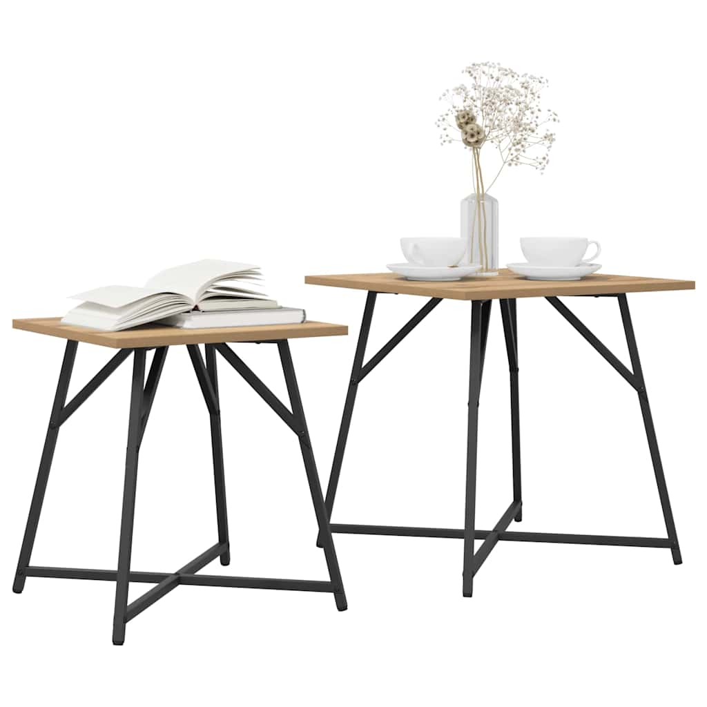 Bijzettafelset 2 pcs Artisan Eiken en Zwart is nu te koop bij PeponiXL, paradijselijk wonen!