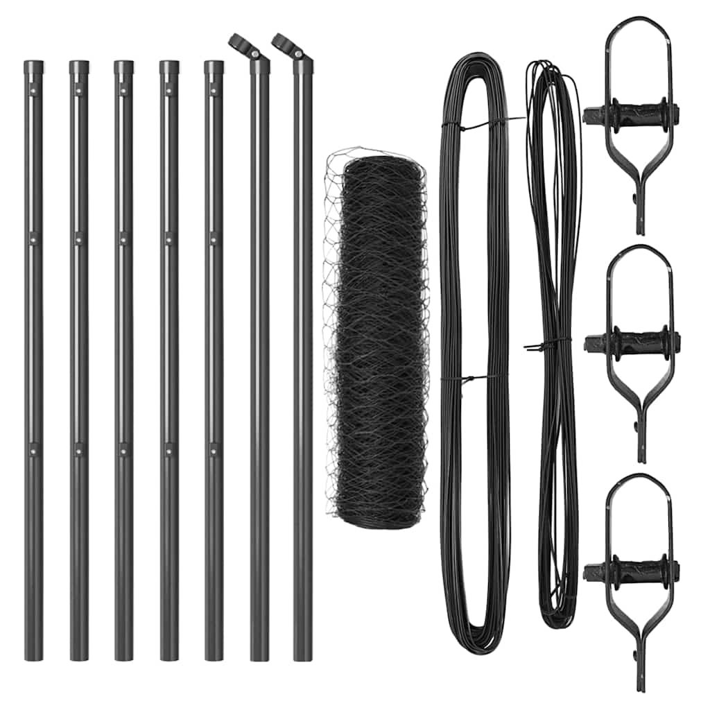 Afrasteringspaal Grijs 10 x 0,8 m (36 mm gaas) Staal en PVC is nu te koop bij PeponiXL, paradijselijk wonen!