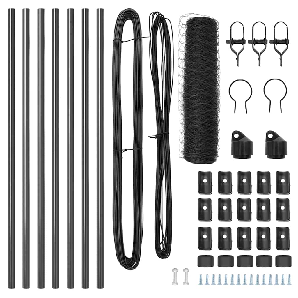 Afrasteringspaal Grijs 10 x 0,8 m (36 mm gaas) Staal en PVC is nu te koop bij PeponiXL, paradijselijk wonen!