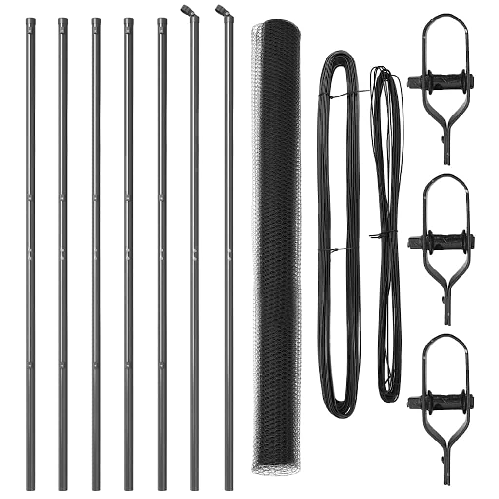 Afrasteringspaal Grijs 10 x 1,5 m (13 mm gaas) Staal en PVC is nu te koop bij PeponiXL, paradijselijk wonen!