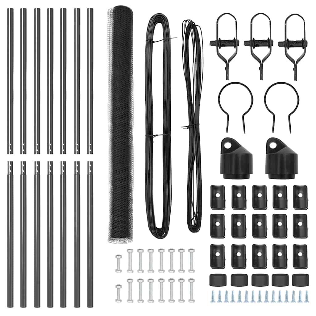 Afrasteringspaal Grijs 10 x 1,5 m (13 mm gaas) Staal en PVC is nu te koop bij PeponiXL, paradijselijk wonen!