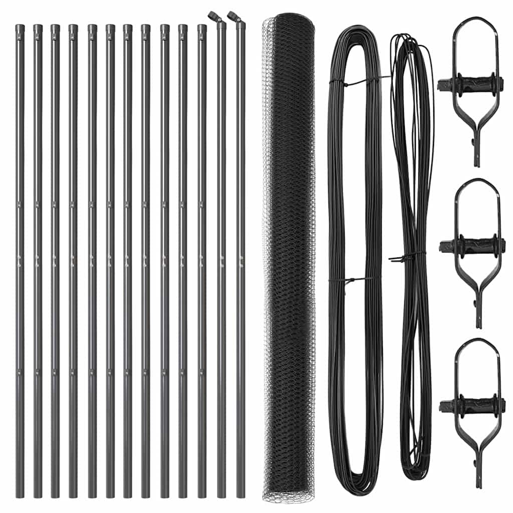 Afrasteringspaal Grijs 25 x 1,5 m (25 mm gaas) Staal is nu te koop bij PeponiXL, paradijselijk wonen!