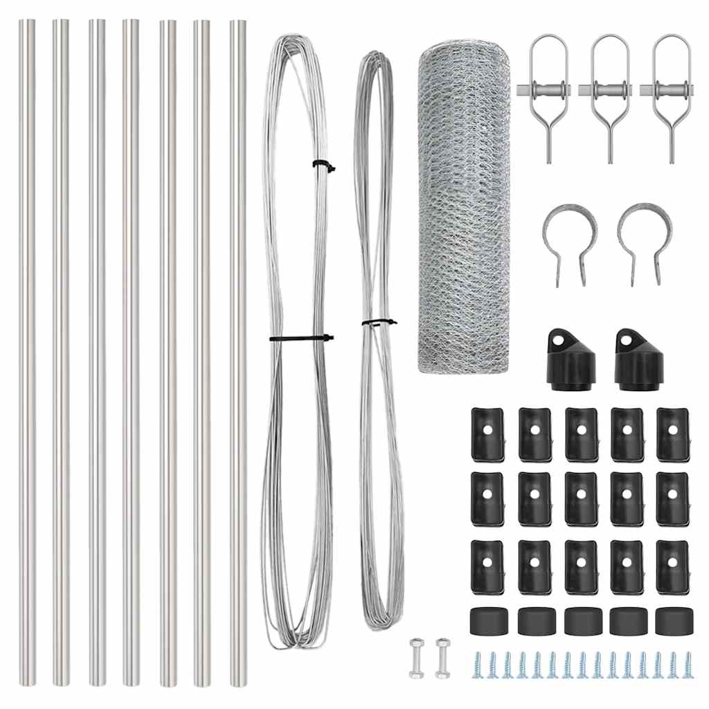 Afrasteringspaal Zilver 10 x 0,6 m (25 mm gaas) Staal is nu te koop bij PeponiXL, paradijselijk wonen!