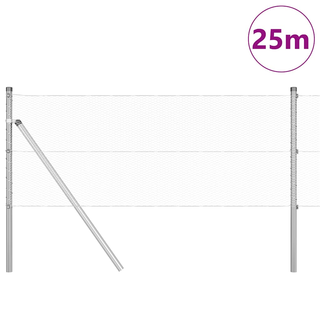 Afrasteringspaal Zilver 25 x 0,6 m (13 mm gaas) Staal is nu te koop bij PeponiXL, paradijselijk wonen!