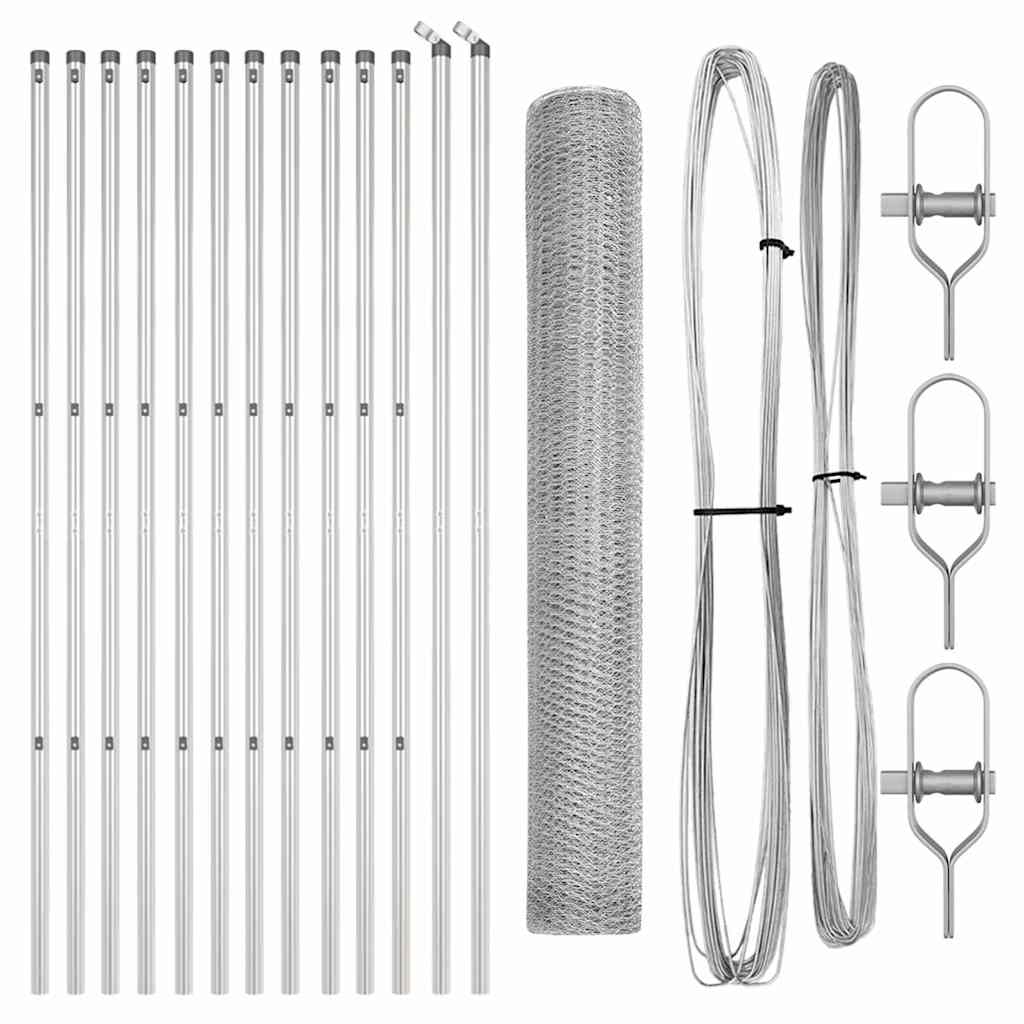 Afrasteringspaal Zilver 25 x 1,4 m (13 mm gaas) Staal is nu te koop bij PeponiXL, paradijselijk wonen!