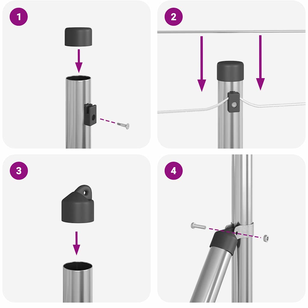 Afrasteringspaal Zilver 50 x 0,5 m (25 mm net) Staal is nu te koop bij PeponiXL, paradijselijk wonen!
