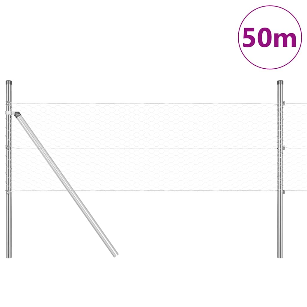 Afrasteringspaal Zilver 50 x 0,5 m (25 mm net) Staal is nu te koop bij PeponiXL, paradijselijk wonen!