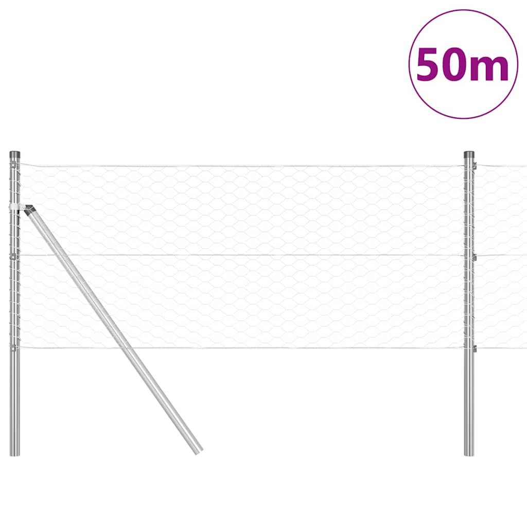 Afrasteringspaal Zilver 50 x 0,6 m (36 mm gaas) Staal is nu te koop bij PeponiXL, paradijselijk wonen!