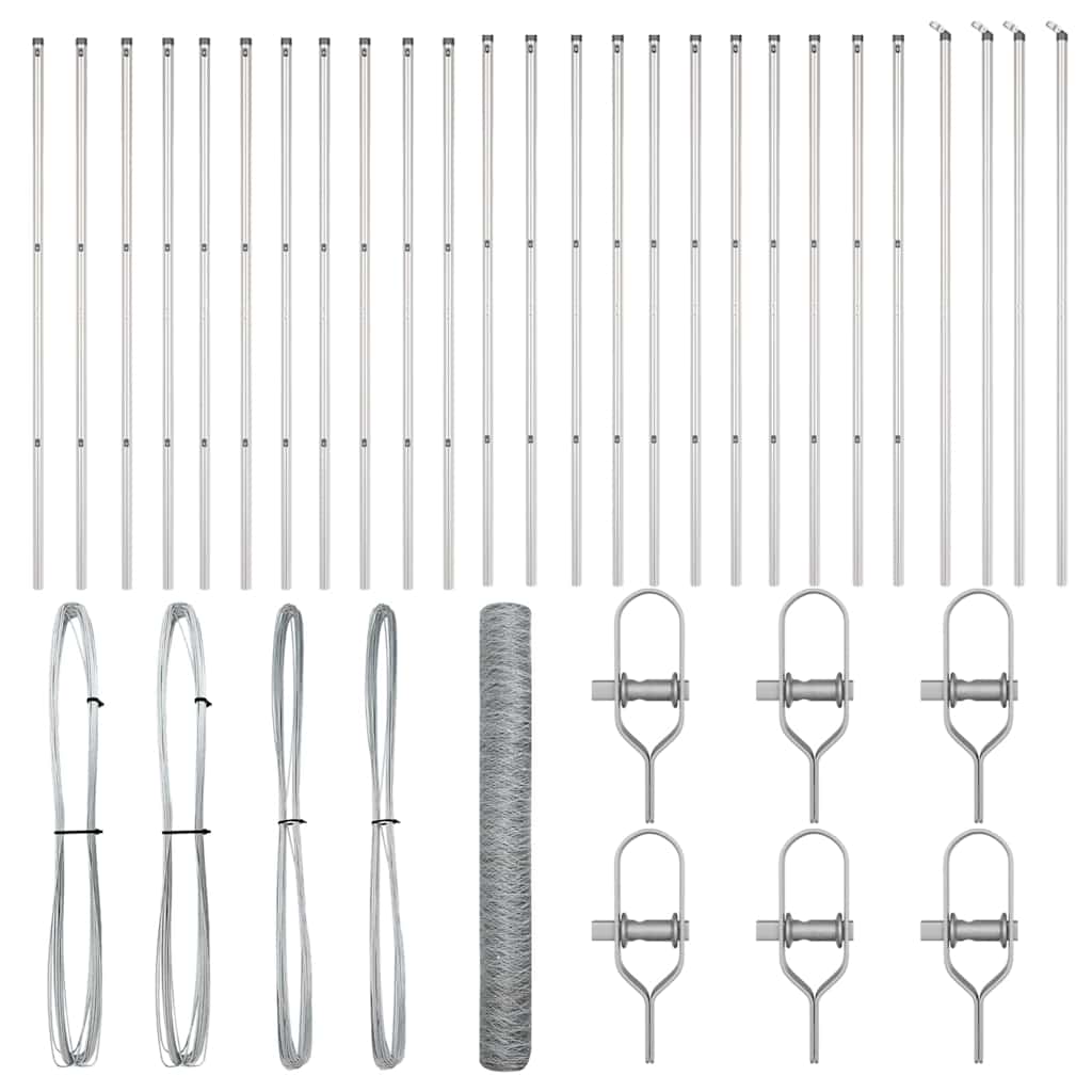 Afrasteringspaal Zilver 50 x 1 m (50 mm gaas) Staal is nu te koop bij PeponiXL, paradijselijk wonen!