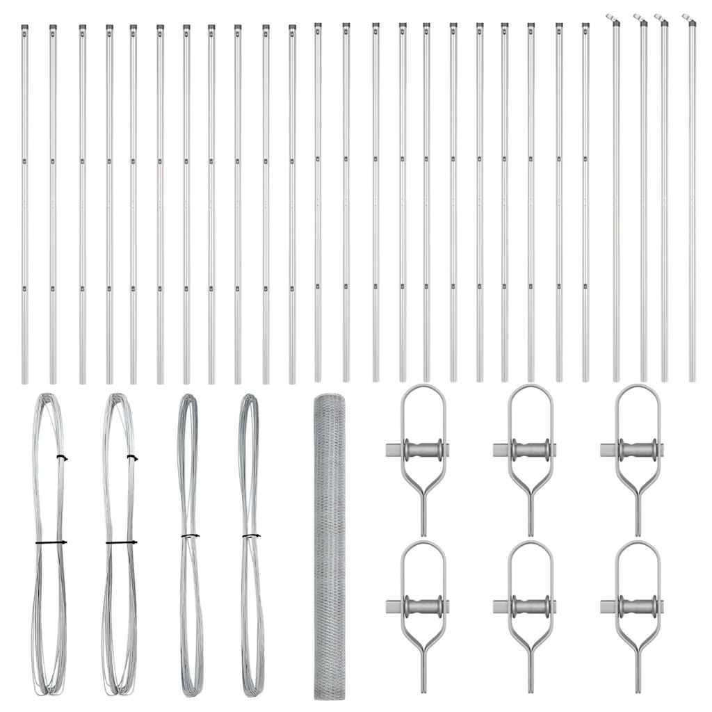 Afrasteringspaal Zilver 50 x 1,5 m (25 mm gaas) Staal is nu te koop bij PeponiXL, paradijselijk wonen!