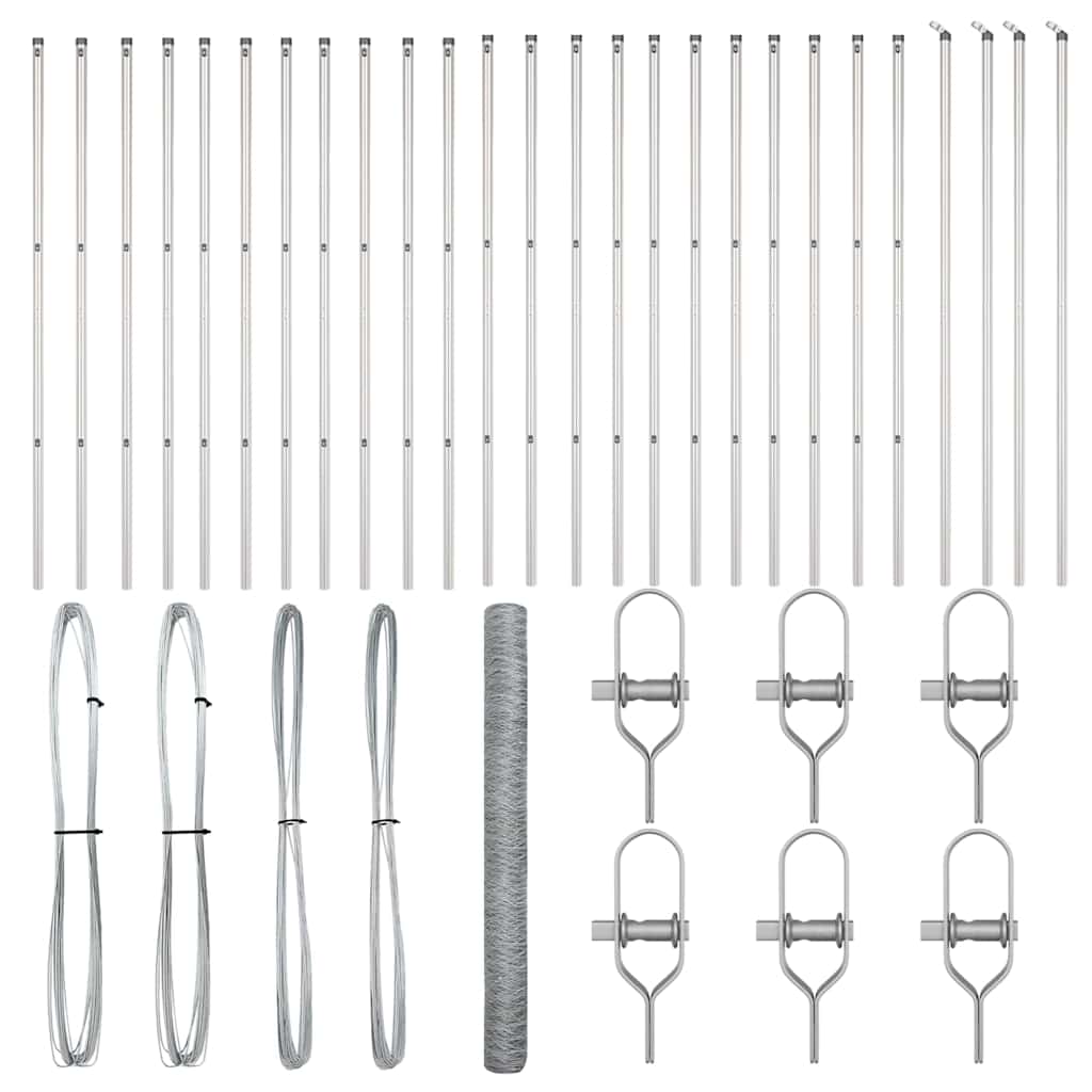 Afrasteringspaal Zilver 50 x 1,5 m (36 mm gaas) Staal is nu te koop bij PeponiXL, paradijselijk wonen!