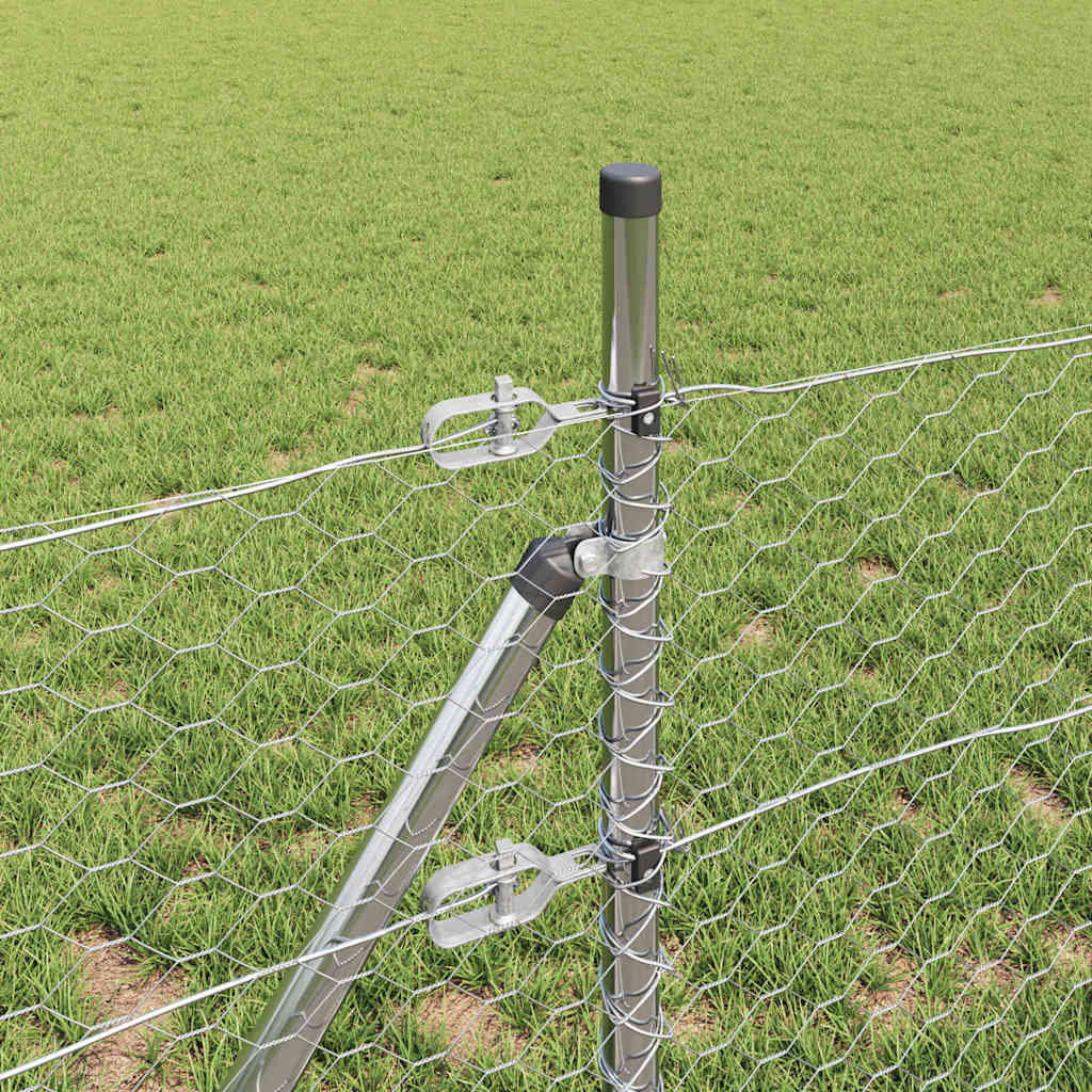 Afrasteringspaal Zilver 100 x 0,4 m (36 mm gaas) Staal is nu te koop bij PeponiXL, paradijselijk wonen!