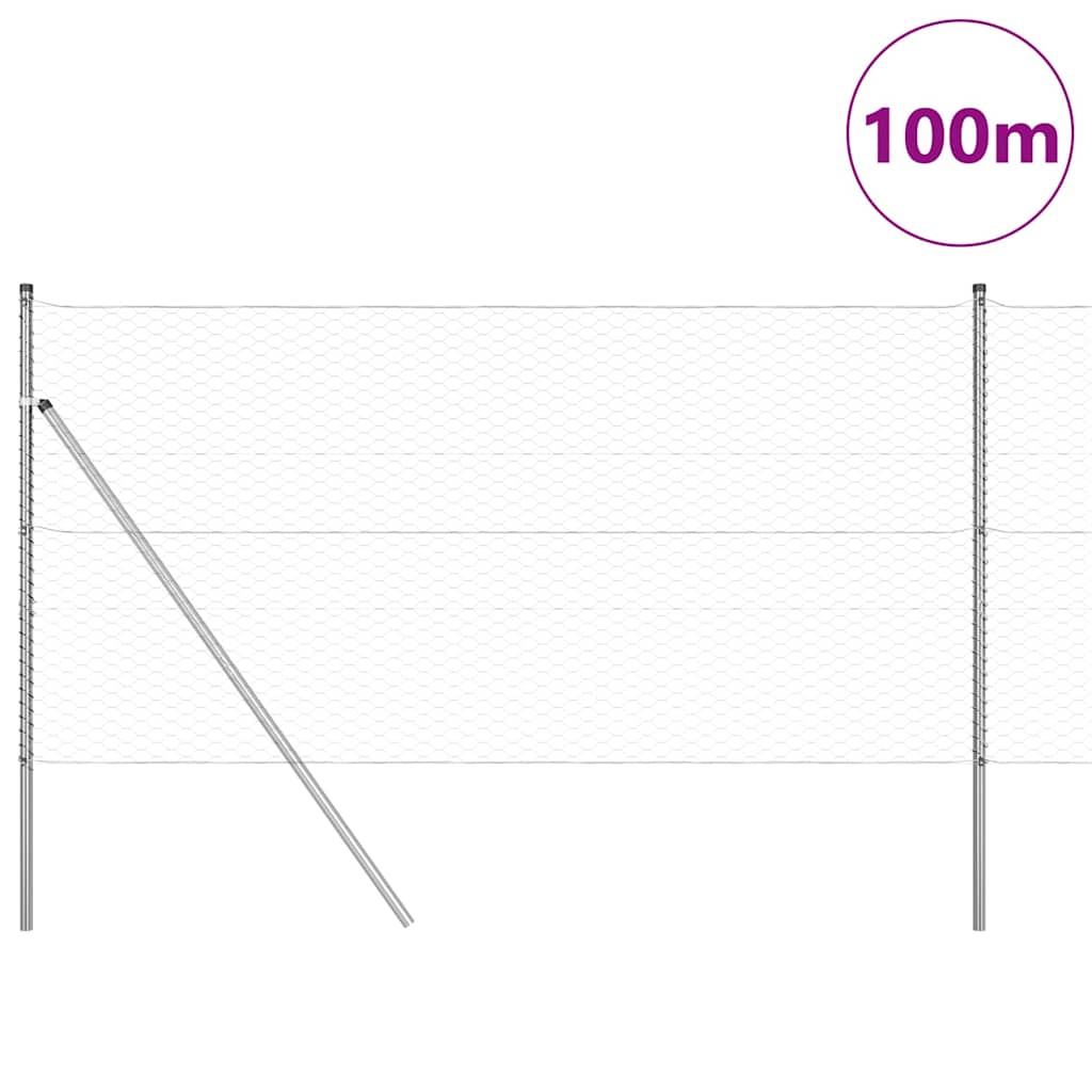 Afrasteringspaal Zilver 100 x 1 m (36 mm gaas) Staal is nu te koop bij PeponiXL, paradijselijk wonen!