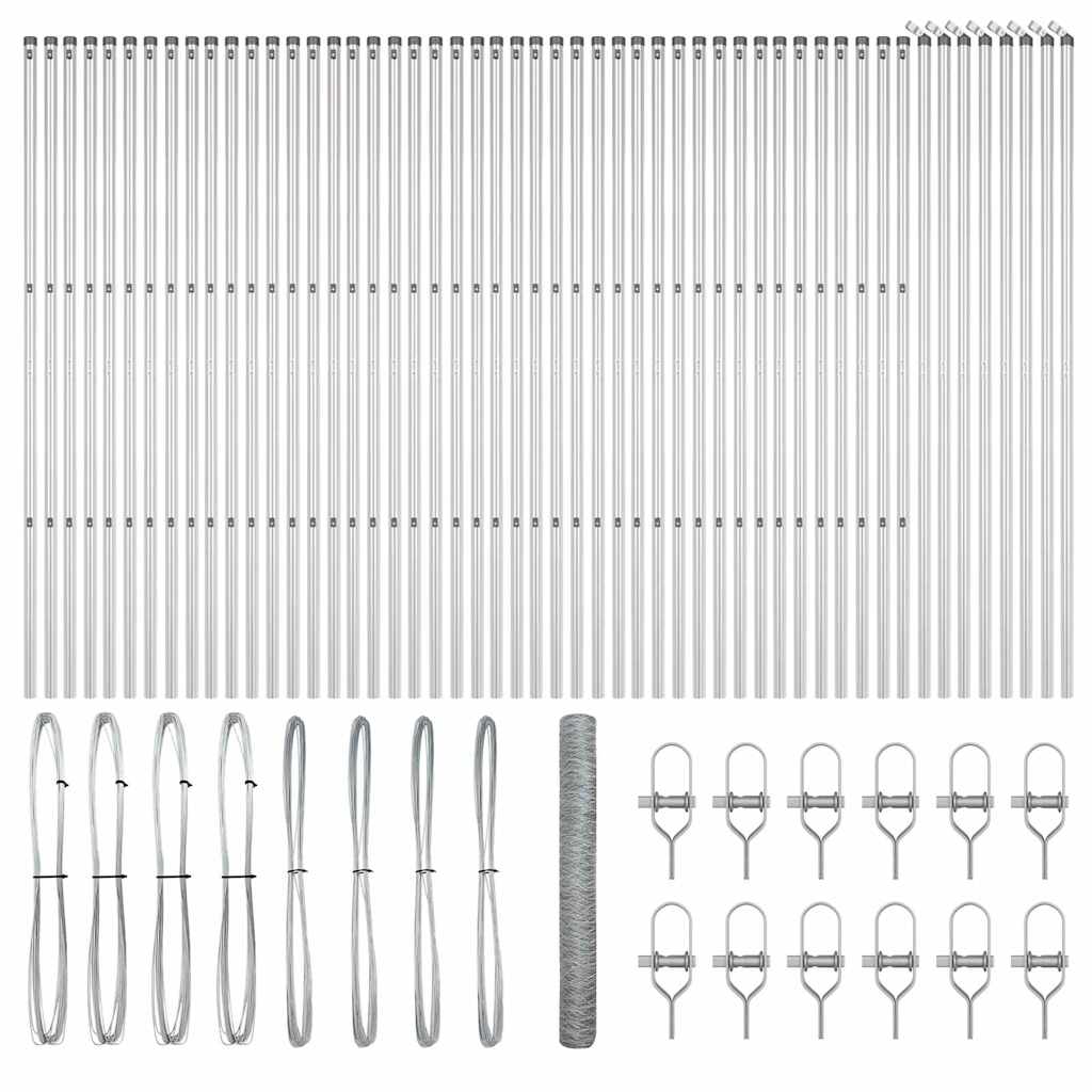 Afrasteringspaal Zilver 100 x 1,4 m (36 mm gaas) Staal is nu te koop bij PeponiXL, paradijselijk wonen!