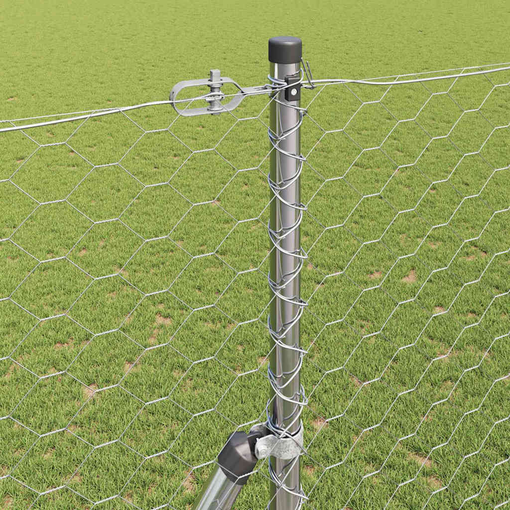 Afrasteringspaal Zilver 100 x 1,5 m (50 mm gaas) Staal is nu te koop bij PeponiXL, paradijselijk wonen!