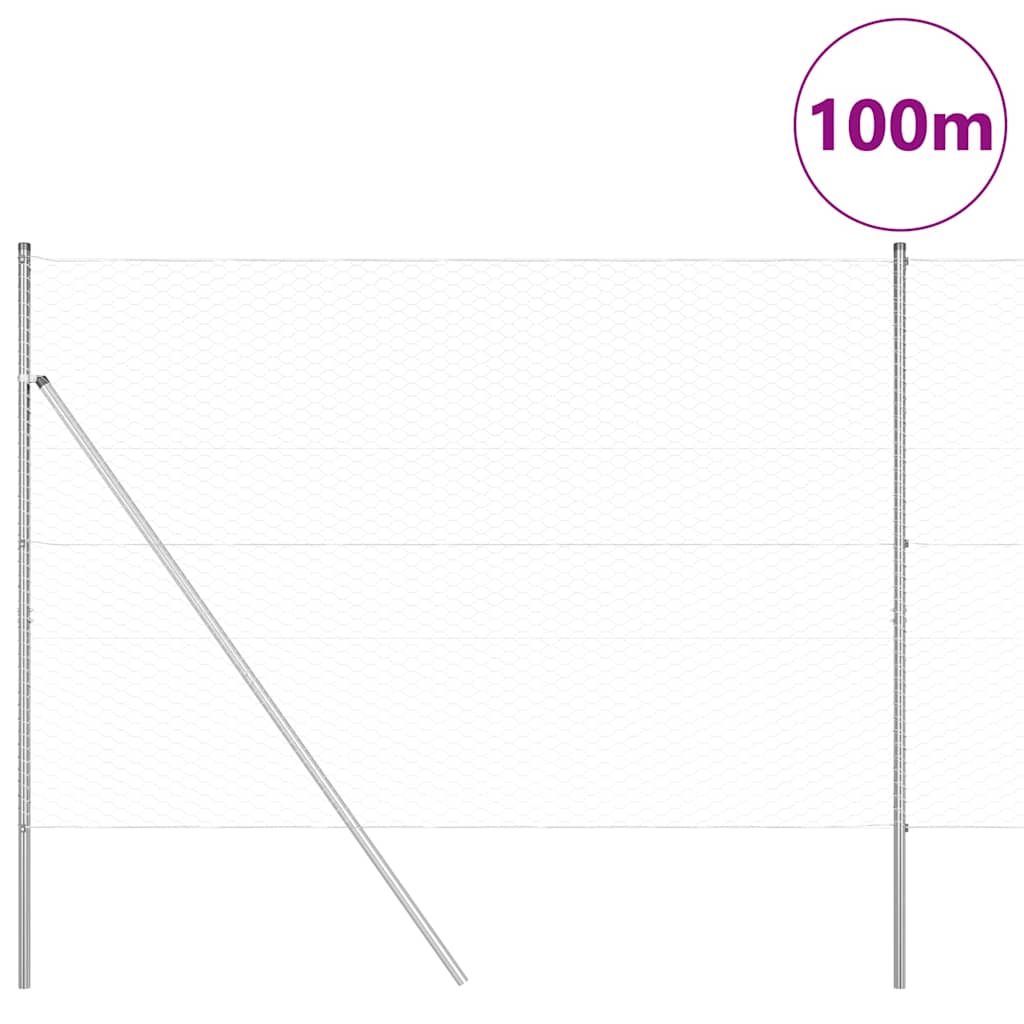 Afrasteringspaal Zilver 100 x 1,6 m (36 mm gaas) Staal is nu te koop bij PeponiXL, paradijselijk wonen!