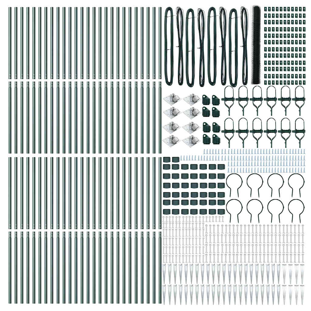 Afrasteringspaal Groen 100 x 1,6 m (50 mm mazen) Staal en PVC is nu te koop bij PeponiXL, paradijselijk wonen!