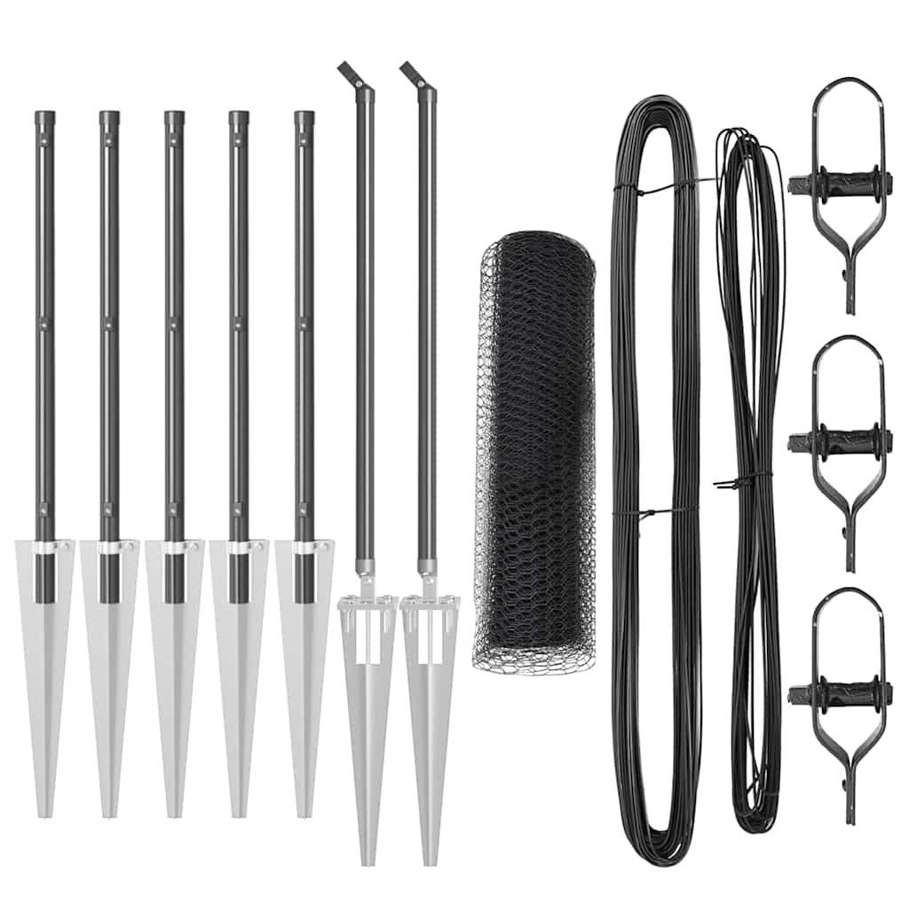 Afrasteringspaal Grijs 10 x 0,4 m (13 mm gaas) Staal en PVC is nu te koop bij PeponiXL, paradijselijk wonen!