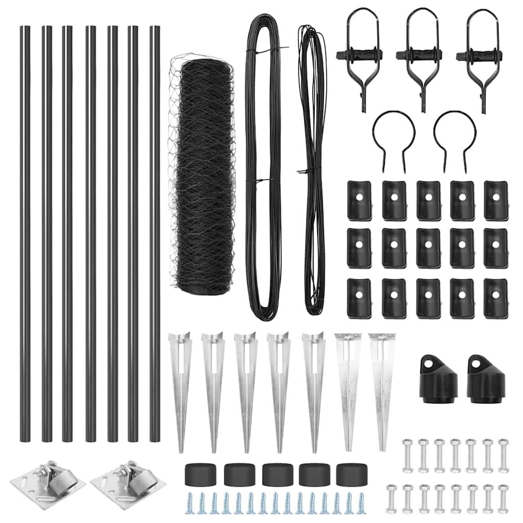 Afrasteringspaal Grijs 10 x 0,6 m (50 mm gaas) Staal en PVC is nu te koop bij PeponiXL, paradijselijk wonen!