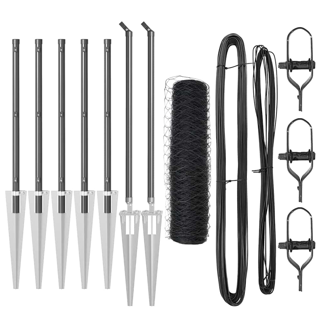 Afrasteringspaal Grijs 10 x 0,8 m (36 mm gaas) Staal en PVC is nu te koop bij PeponiXL, paradijselijk wonen!