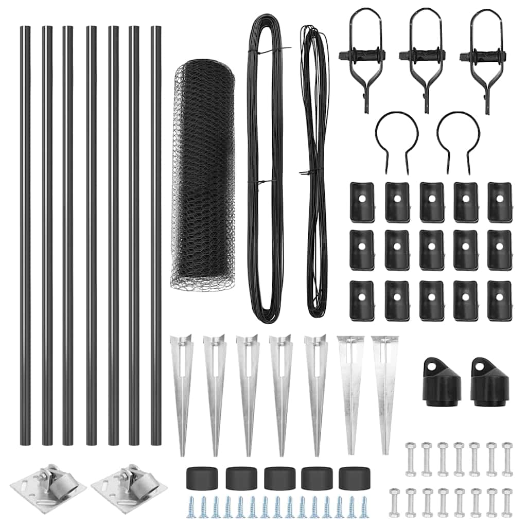 Afrasteringspaal Grijs 10 x 1 m (25 mm gaas) Staal en PVC is nu te koop bij PeponiXL, paradijselijk wonen!
