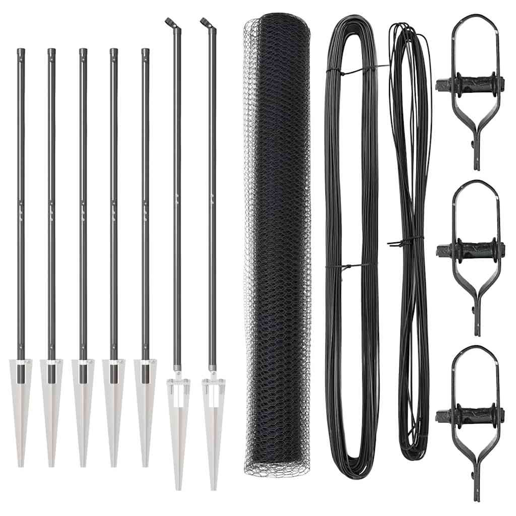 Afrasteringspaal Grijs 10 x 1,2 m (25 mm gaas) Staal en PVC is nu te koop bij PeponiXL, paradijselijk wonen!