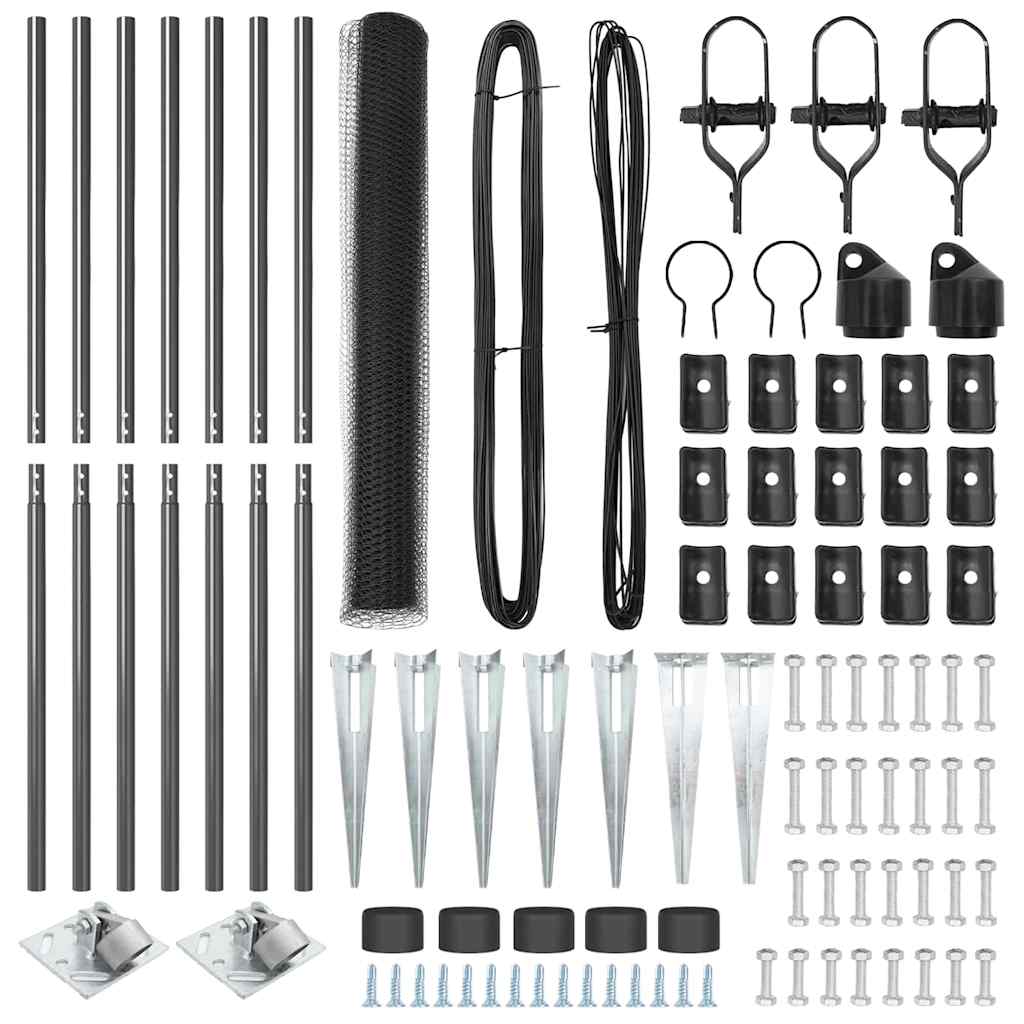 Afrasteringspaal Grijs 10 x 1,4 m (13 mm gaas) Staal en PVC is nu te koop bij PeponiXL, paradijselijk wonen!