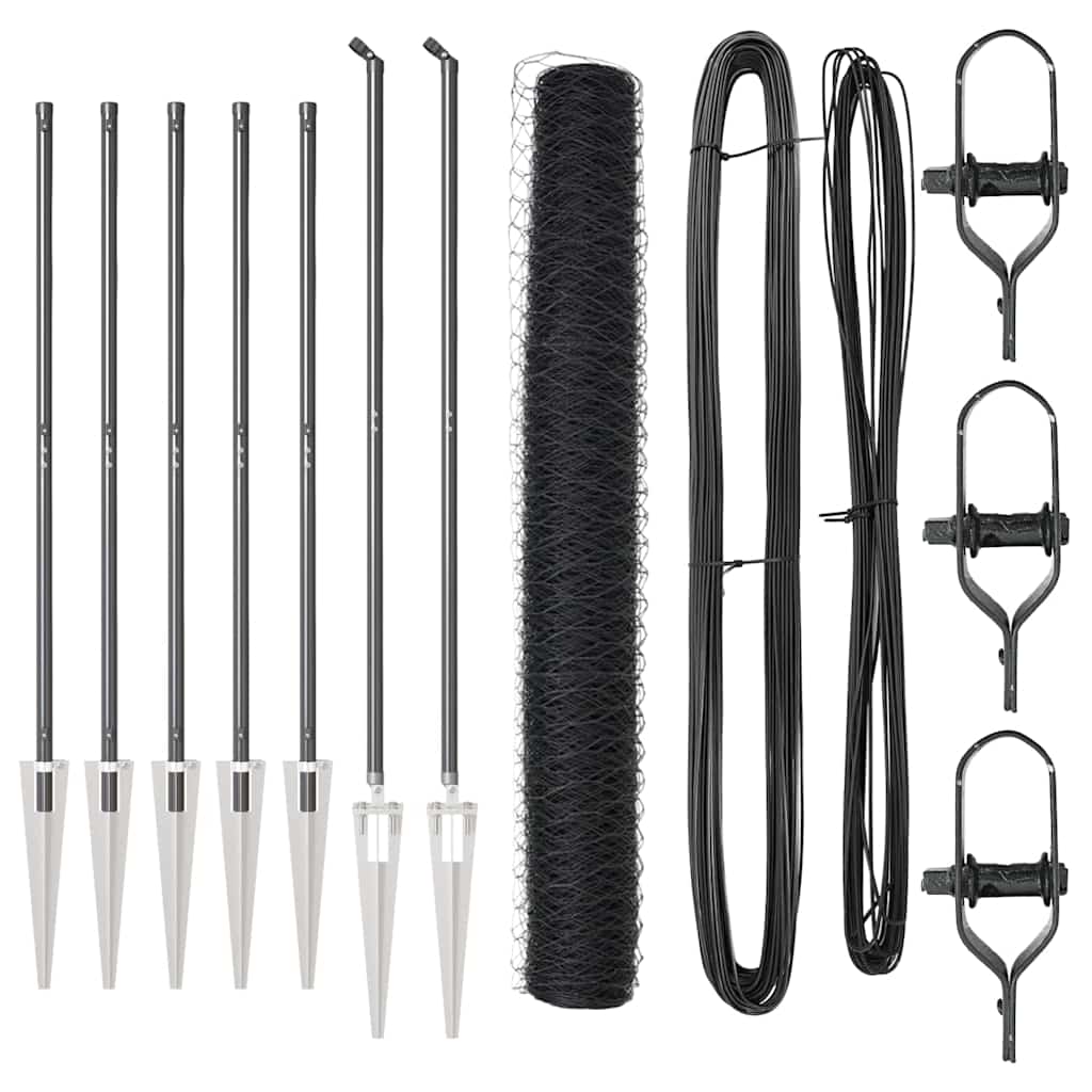 Afrasteringspaal Grijs 10 x 1,4 m (50 mm gaas) Staal en PVC is nu te koop bij PeponiXL, paradijselijk wonen!