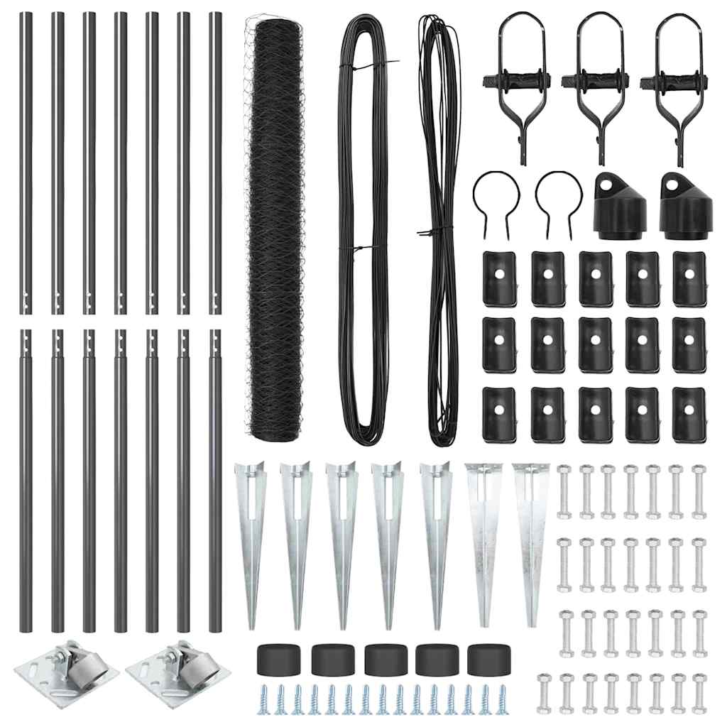 Afrasteringspaal Grijs 10 x 1,4 m (50 mm gaas) Staal en PVC is nu te koop bij PeponiXL, paradijselijk wonen!