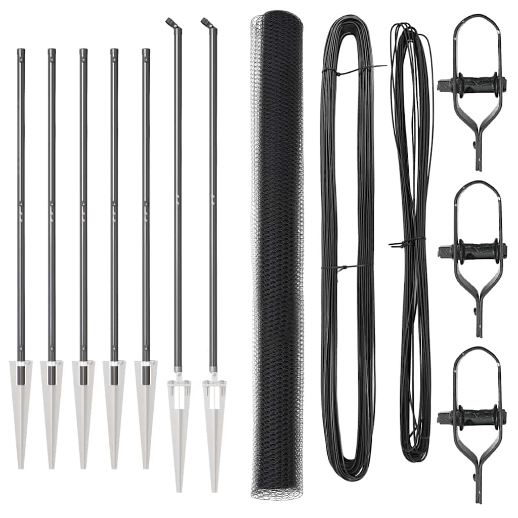 Afrasteringspaal Grijs 10 x 1,5 m (25 mm gaas) Staal en PVC is nu te koop bij PeponiXL, paradijselijk wonen!