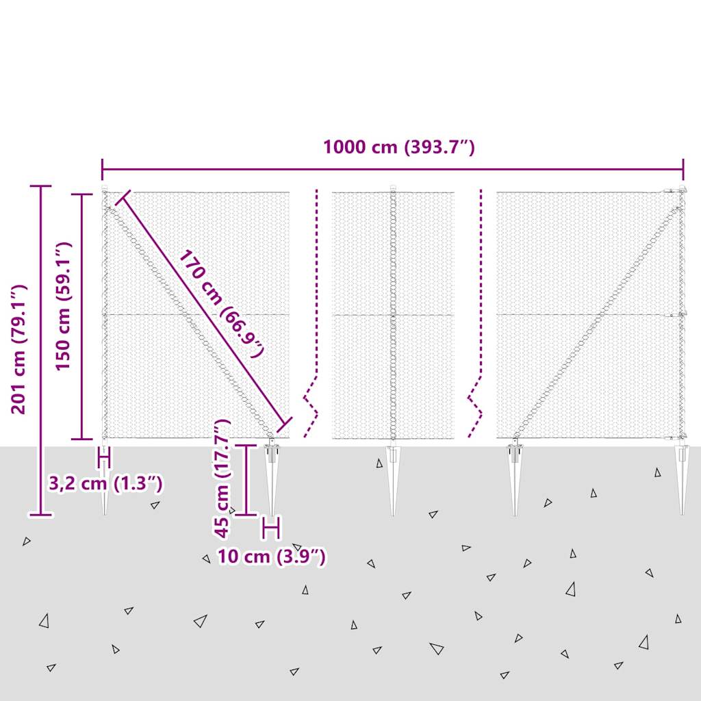 Afrasteringspaal Grijs 10 x 1,5 m (25 mm gaas) Staal en PVC is nu te koop bij PeponiXL, paradijselijk wonen!