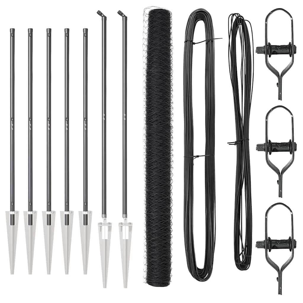 Afrasteringspaal Grijs 10 x 1,5 m (36 mm gaas) Staal en PVC is nu te koop bij PeponiXL, paradijselijk wonen!