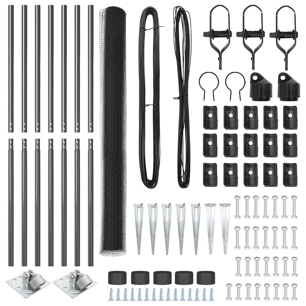 Afrasteringspaal Grijs 10 x 1,6 m (13 mm gaas) Staal en PVC is nu te koop bij PeponiXL, paradijselijk wonen!