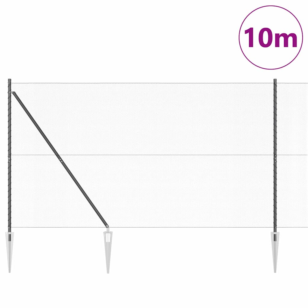 Afrasteringspaal Grijs 10 x 1,6 m (13 mm gaas) Staal en PVC is nu te koop bij PeponiXL, paradijselijk wonen!
