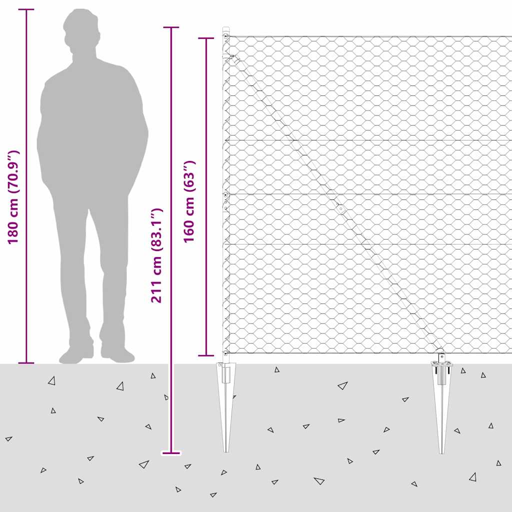 Afrasteringspaal Grijs 10 x 1,6 m (50 mm gaas) Staal en PVC is nu te koop bij PeponiXL, paradijselijk wonen!