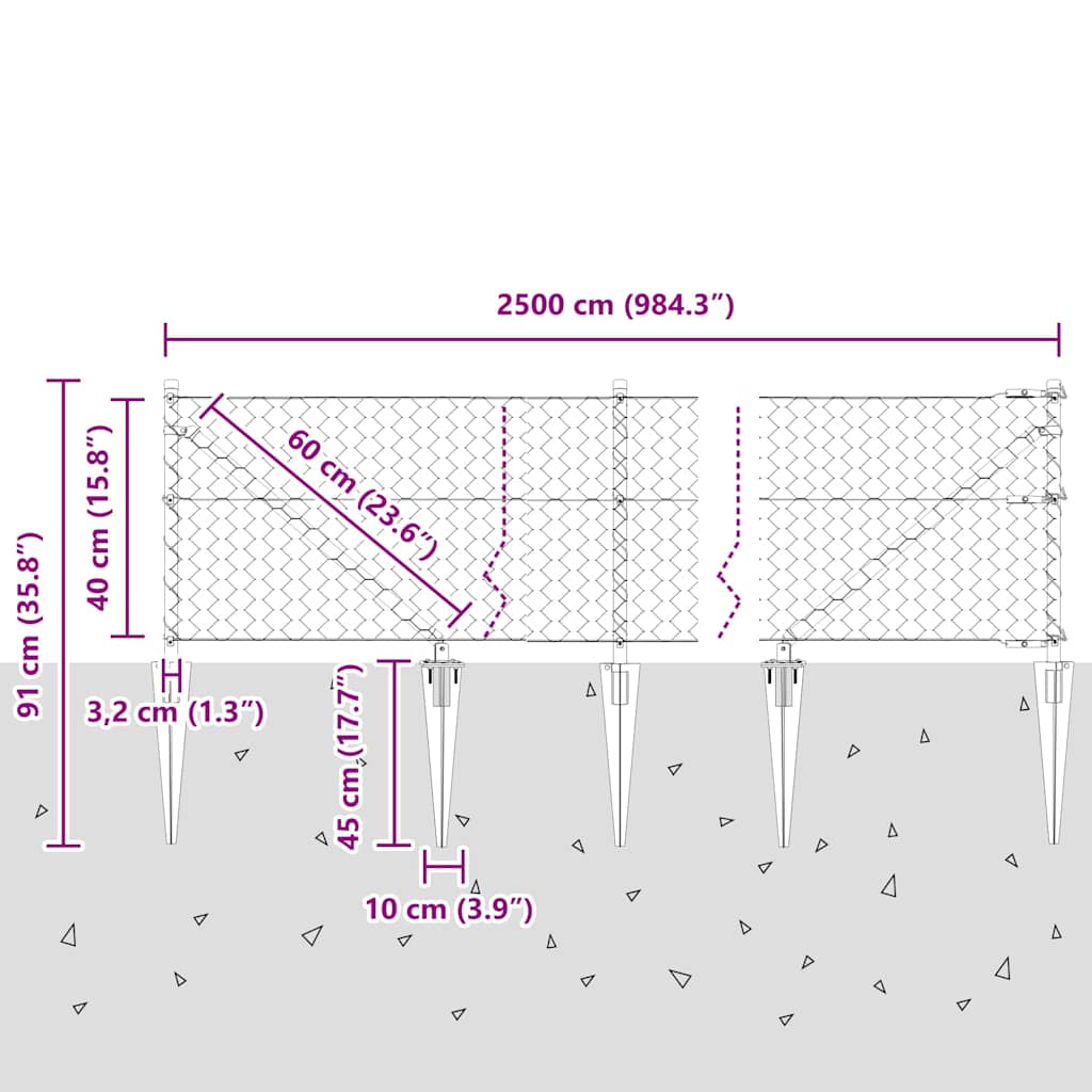 Afrasteringspaal Grijs 25 x 0,4 m (50 mm gaas) Staal en PVC is nu te koop bij PeponiXL, paradijselijk wonen!