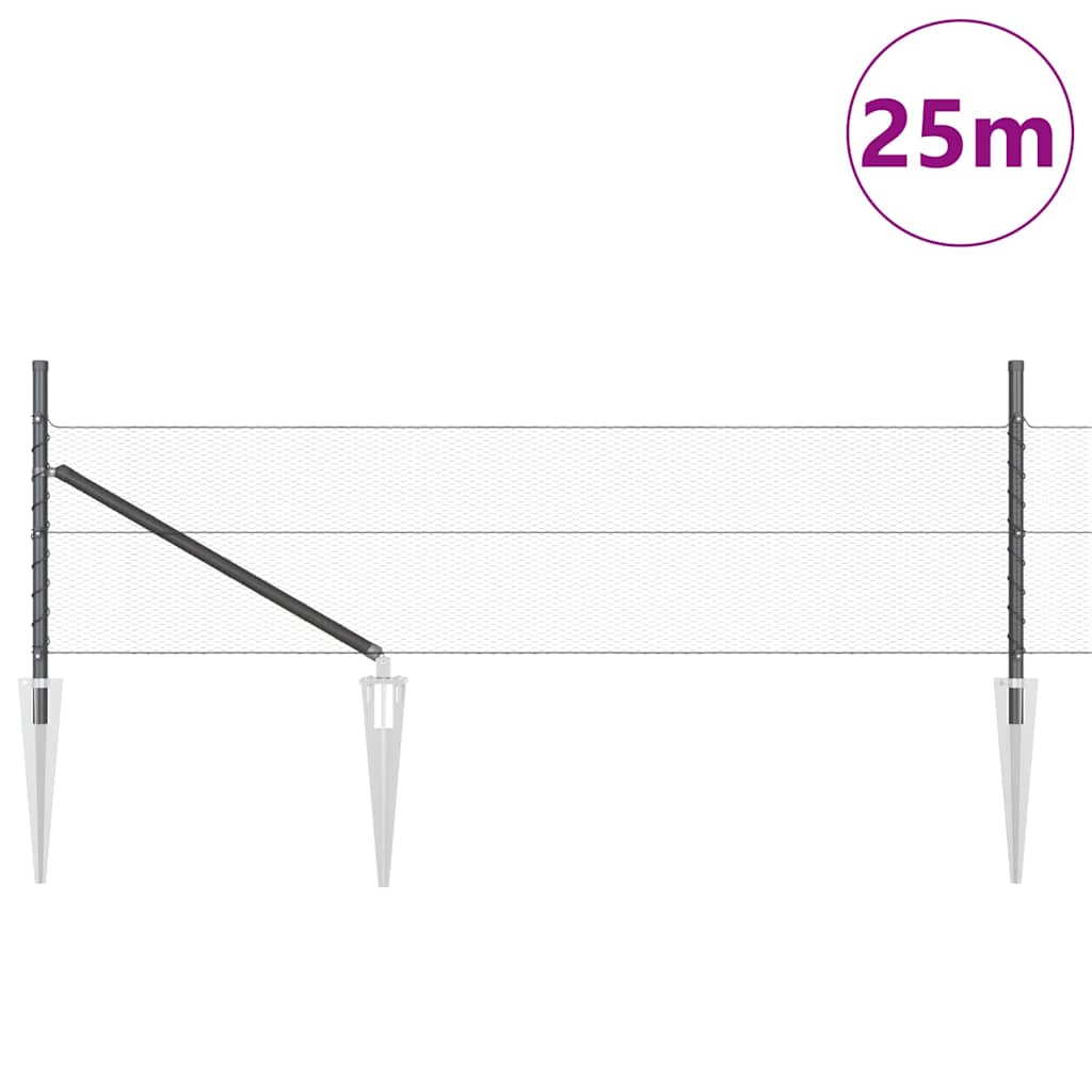 Afrasteringspaal Grijs 25 x 0,5 m (13 mm gaas) Staal is nu te koop bij PeponiXL, paradijselijk wonen!