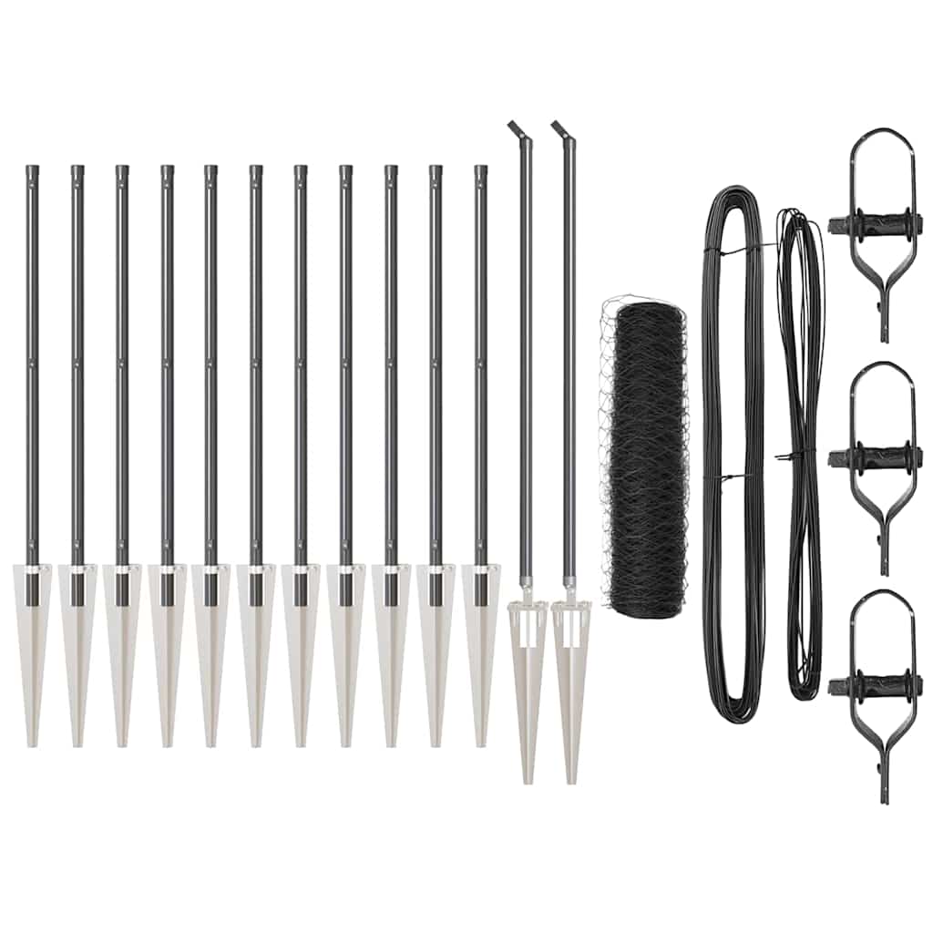 Afrasteringspaal Grijs 25 x 0,5 m (50 mm gaas) Staal is nu te koop bij PeponiXL, paradijselijk wonen!