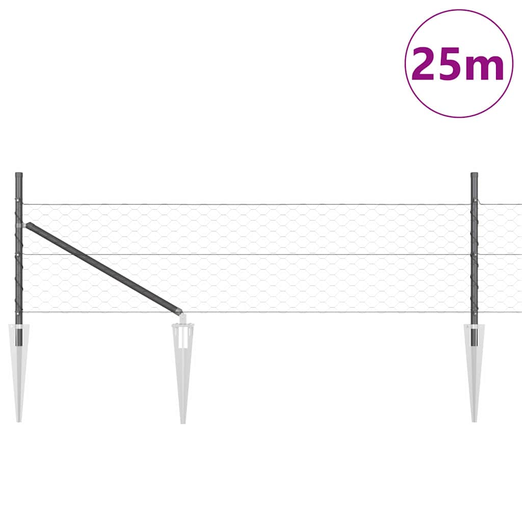 Afrasteringspaal Grijs 25 x 0,5 m (50 mm gaas) Staal is nu te koop bij PeponiXL, paradijselijk wonen!