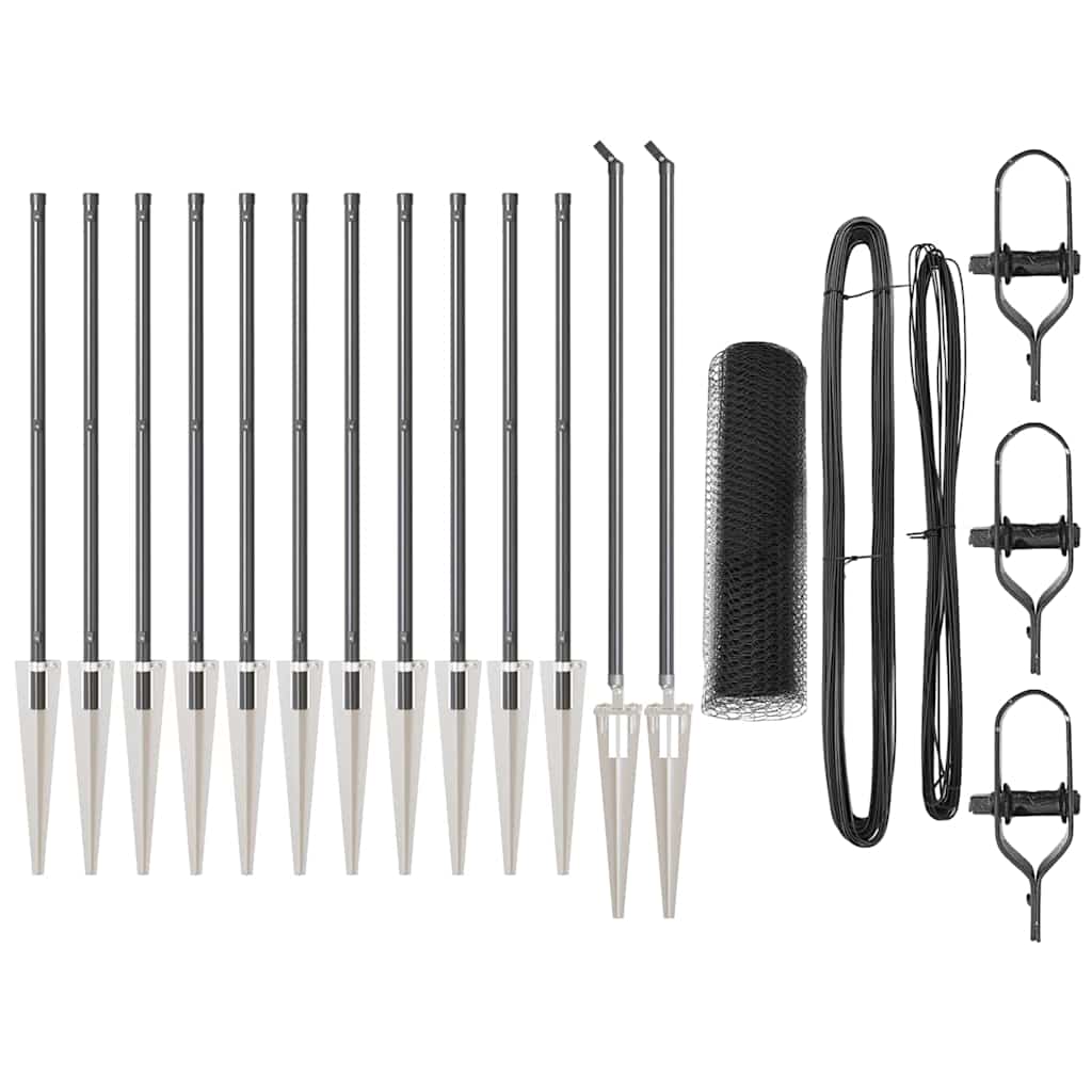 Afrasteringspaal Grijs 25 x 0,8 m (25 mm gaas) Staal en PVC is nu te koop bij PeponiXL, paradijselijk wonen!