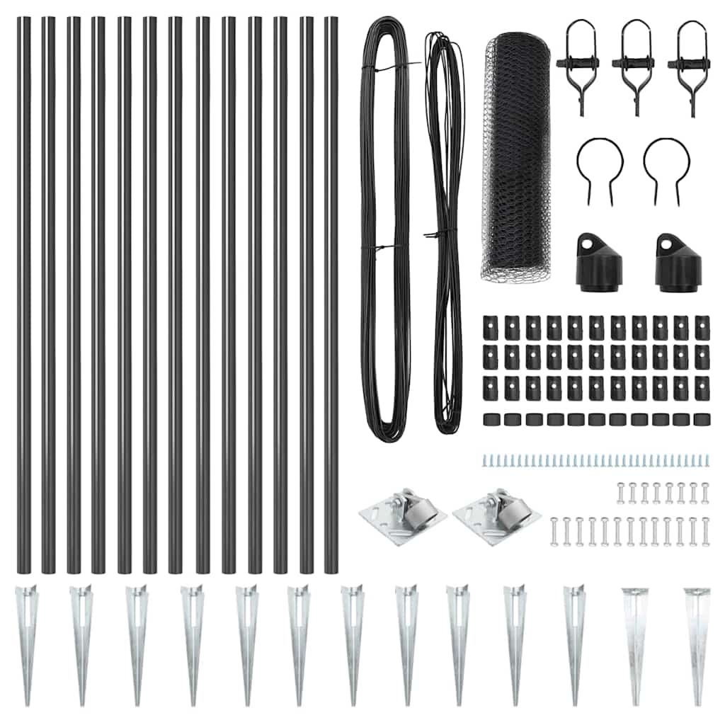Afrasteringspaal Grijs 25 x 0,8 m (25 mm gaas) Staal en PVC is nu te koop bij PeponiXL, paradijselijk wonen!