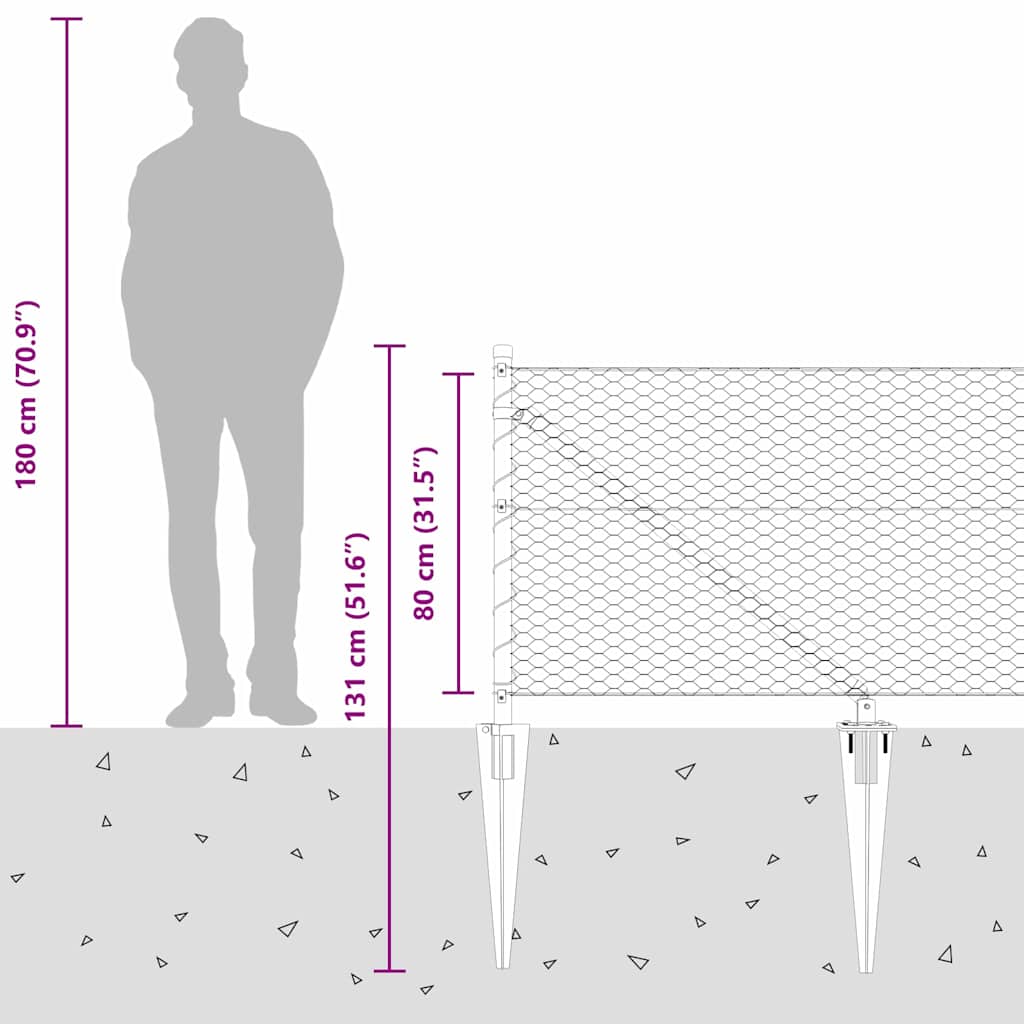 Afrasteringspaal Grijs 25 x 0,8 m (25 mm gaas) Staal en PVC is nu te koop bij PeponiXL, paradijselijk wonen!