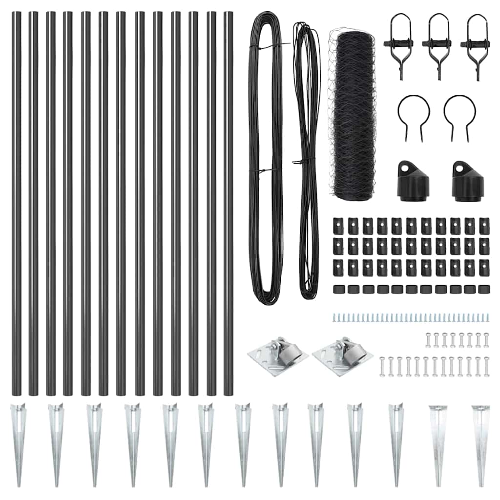 Afrasteringspaal Grijs 25 x 1 m (36 mm gaas) Staal is nu te koop bij PeponiXL, paradijselijk wonen!